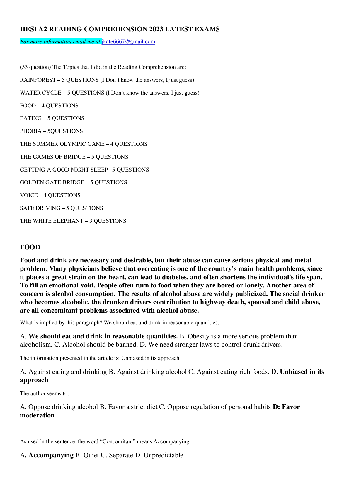 Preview image for HESI A2 READING COMPREHENSION 2023 LATEST EXAMS